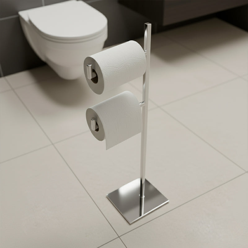 Porta Papel Higiênico SIGA Duplo de Chão Inox 304 – Base Robust Polido