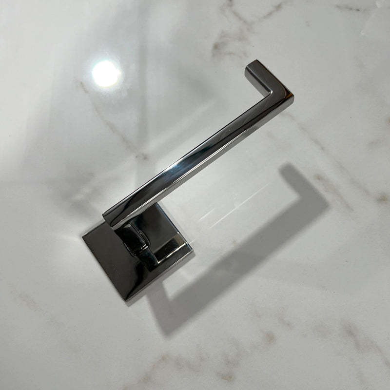Porta Papel Higiênico SIGA de Parede Inox 304 Curvo – Base Quadrada Polida - Fixação Premium