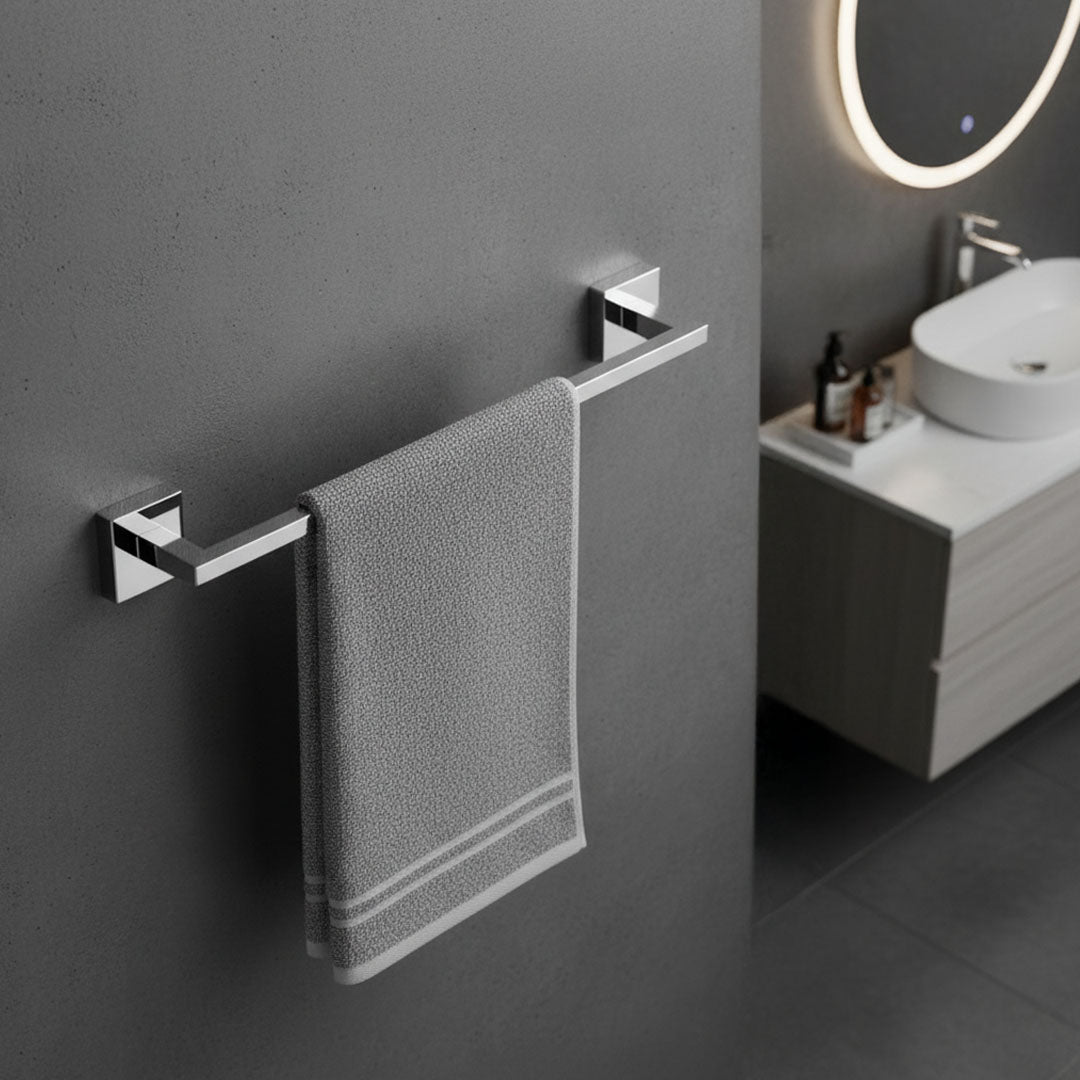 Porta Toalha de Rosto Simples SIGA Inox 304 – Base Polida – Fixação Premium