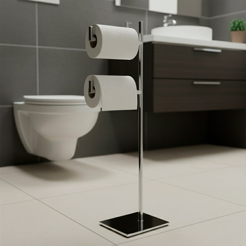 Porta Papel Higiênico SIGA Duplo de Chão Inox 304 – Base Robust Polido
