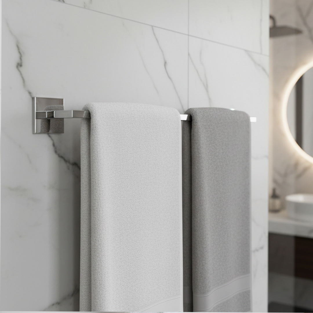 Porta Toalha de Banho Simples SIGA Inox 304 – Base Polida – Fixação Premium