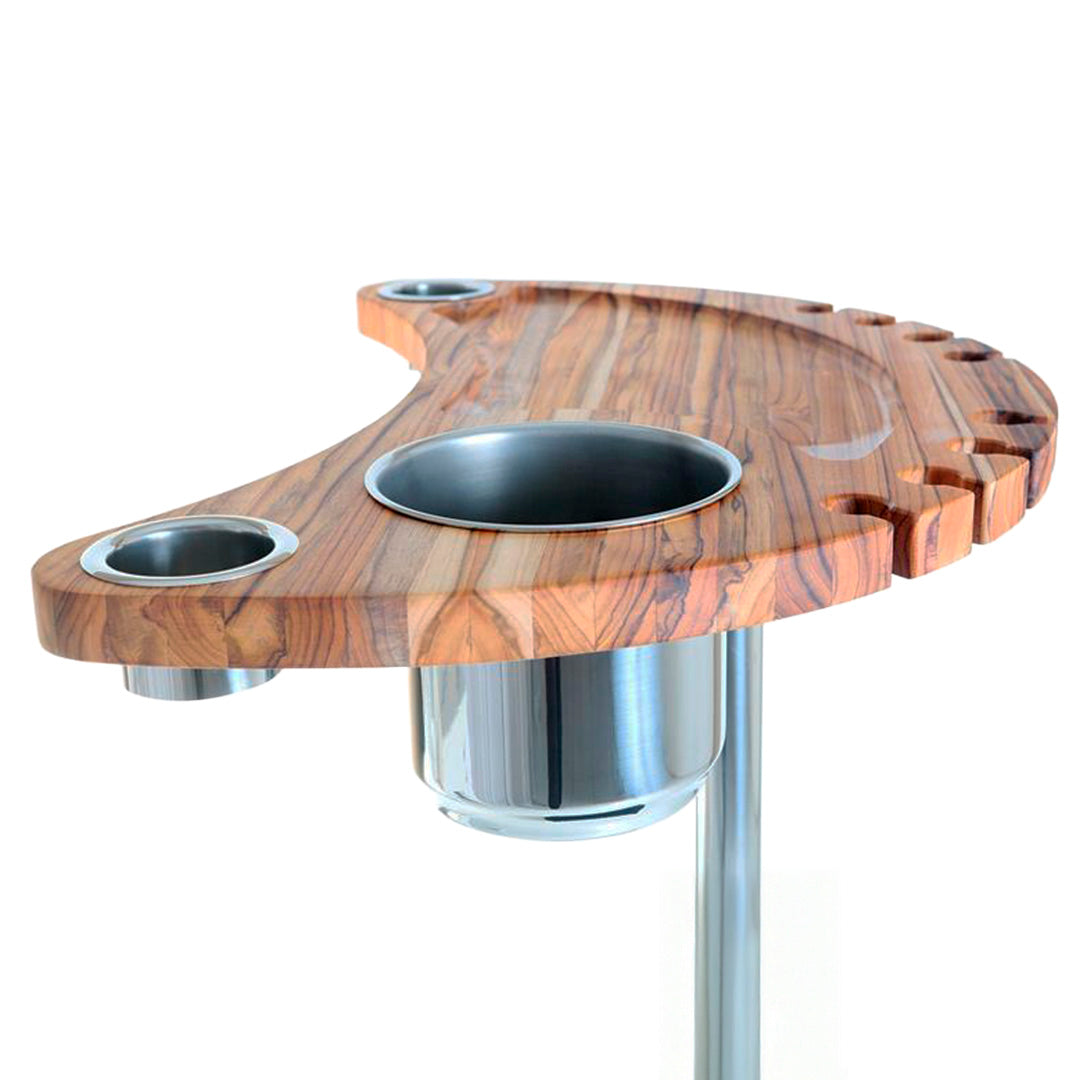 Mesa Náutica SIGA Lua – Teca + Inox 304 – Pedestal 2″ – Kit Completo