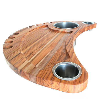 Mesa Náutica SIGA Lua – Teca + Inox 304 – Pedestal 2″ – Kit Completo