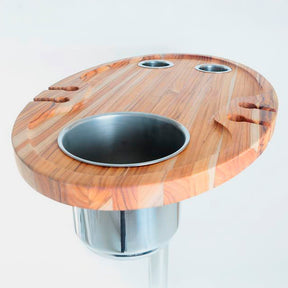 Mesa Náutica SIGA Oval – Teca + Inox 304 – Pedestal 2″ – Kit Completo